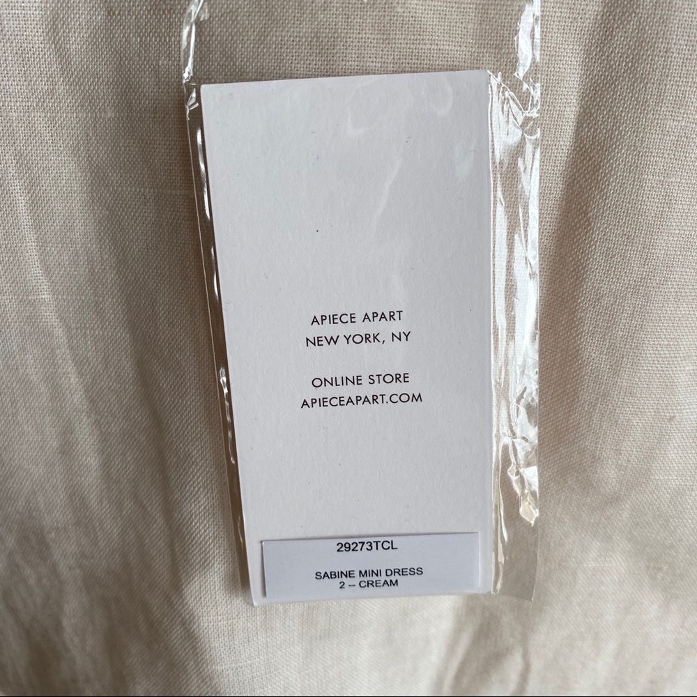 Apiece Apart | Sabine Mini Ivory Linen Wrap Tie Cotton Dress - Picture 7 of 8